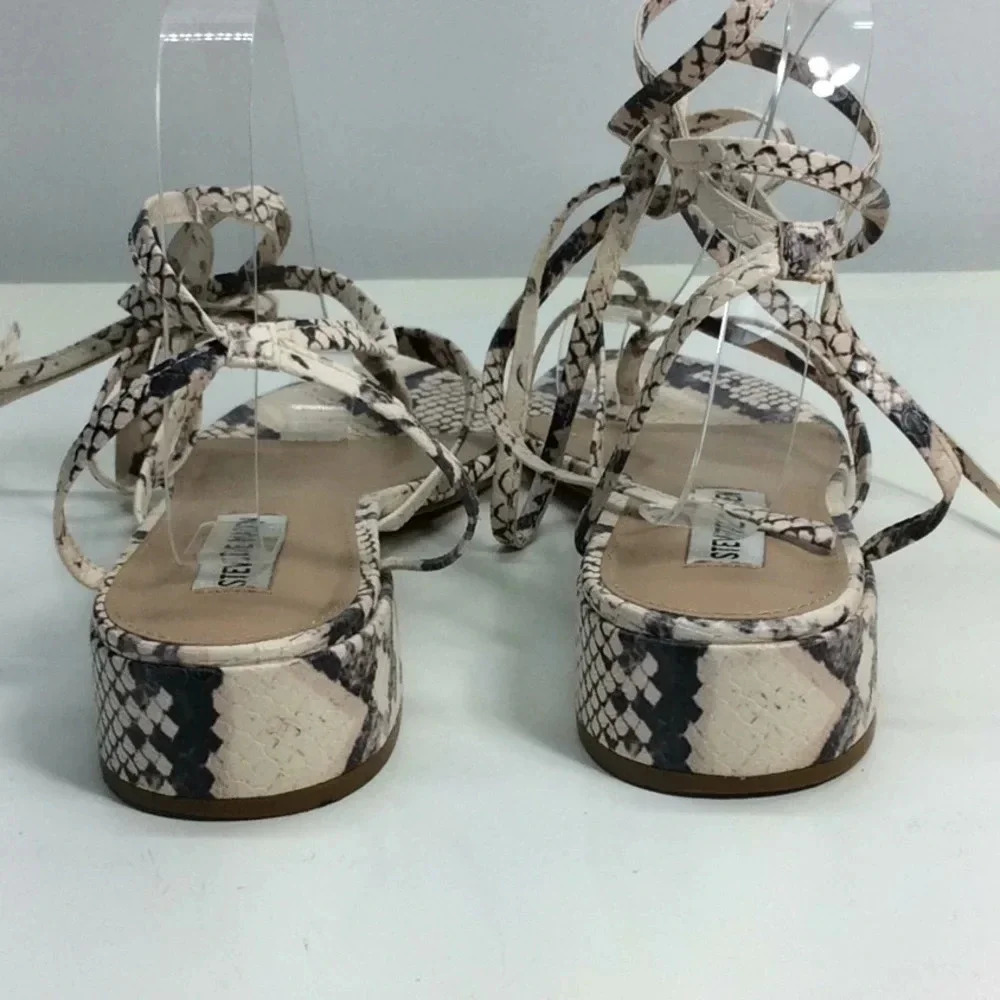 Steve Madden🐊Print Tie Leg Design Strappy Sandals - Picture 3 of 7